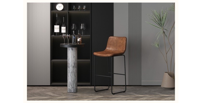Tabouret de bar RONDA coloris brun foncé