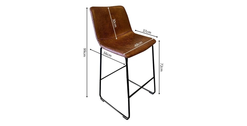 Tabouret de bar RONDA coloris brun foncé