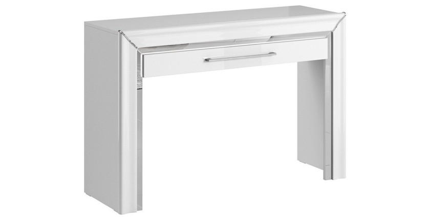 Chambre à coucher collection DOHA coloris blanc : Armoire, Lit 160x200, commode, chevets, miroir et bureau
