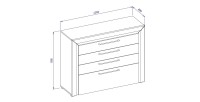Chambre à coucher collection DOHA coloris blanc : Armoire, Lit 160x200, commode, chevets, miroir et bureau