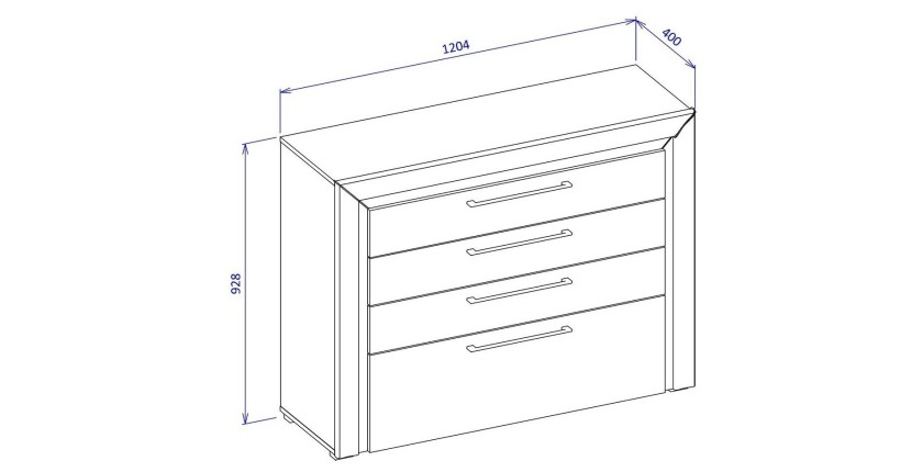 Chambre à coucher collection DOHA coloris blanc : Armoire, Lit 160x200, commode, chevets, miroir et bureau