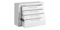 Chambre à coucher collection DOHA coloris blanc : Armoire, Lit 160x200, commode, chevets, miroir et bureau