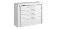 Chambre à coucher collection DOHA coloris blanc : Armoire, Lit 160x200, commode, chevets, miroir et bureau