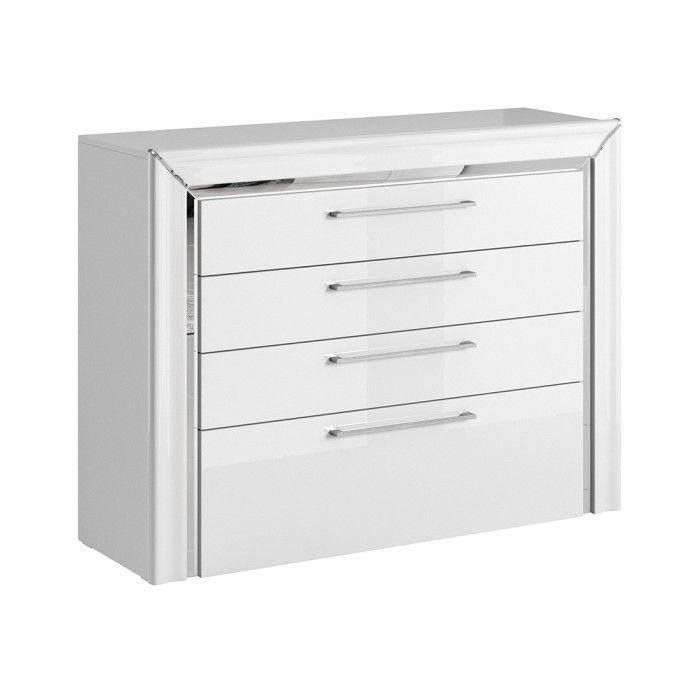 Chambre à coucher collection DOHA coloris blanc : Armoire, Lit 160x200, commode, chevets, miroir et bureau