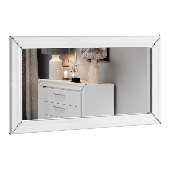 Chambre à coucher collection DOHA coloris blanc : Armoire, Lit 160x200, commode, chevets, miroir et bureau