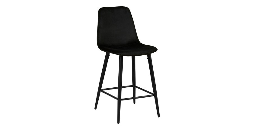 Chaise de comptoir en velours BOYLD, coloris noir