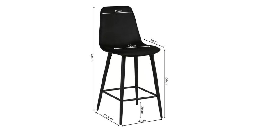 Chaise de comptoir en velours BOYLD, coloris noir