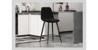 Chaise de comptoir en velours BOYLD, coloris noir