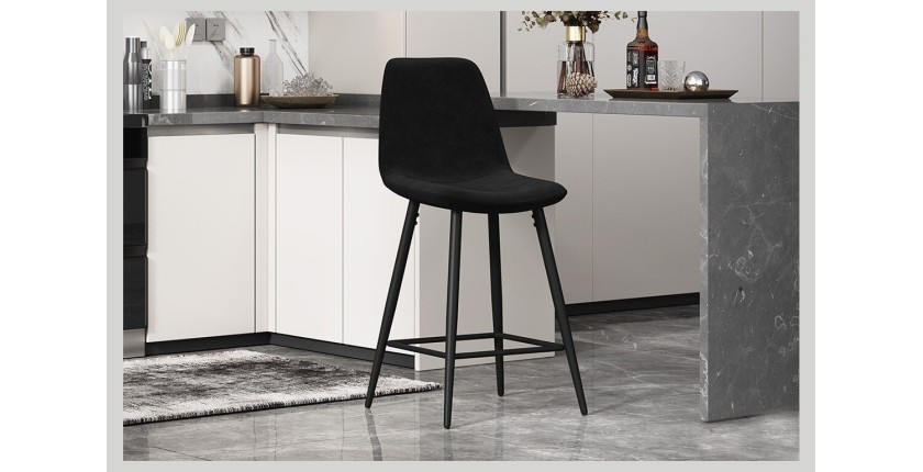 Chaise de comptoir en velours BOYLD, coloris noir
