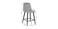 Chaise de comptoir en velours BOYLD, coloris gris