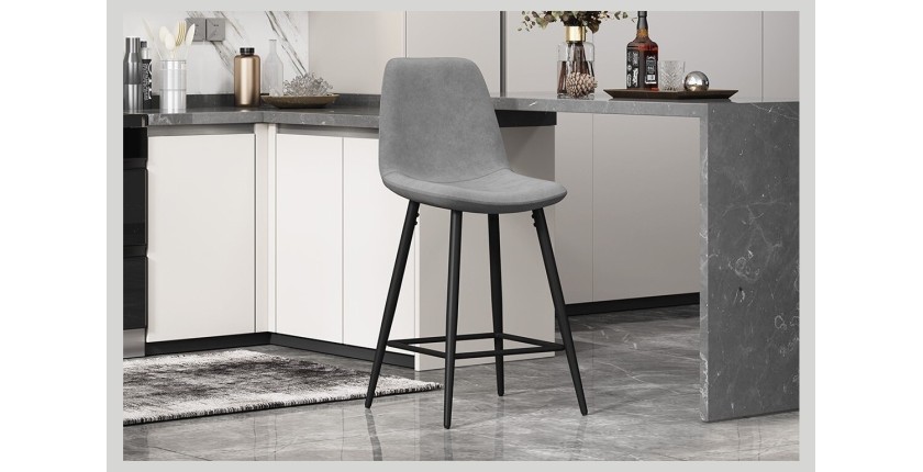 Chaise de comptoir en velours BOYLD, coloris gris