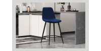 Chaise de comptoir en velours BOYLD, coloris bleu foncé