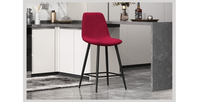Chaise de comptoir en velours BOYLD, coloris bordeaux