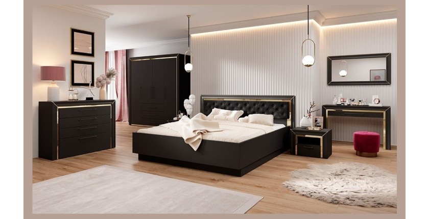 Grand miroir noir et doré collection DOHA. Accessoire idéal pour votre chambre ou salle à manger