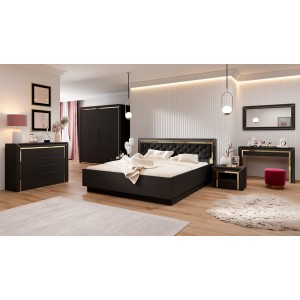 Grand miroir noir et doré collection DOHA. Accessoire idéal pour votre chambre ou salle à manger