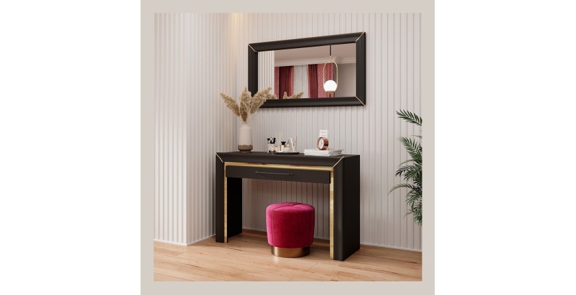Grand miroir noir et doré collection DOHA. Accessoire idéal pour votre chambre ou salle à manger