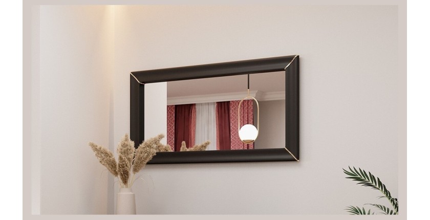 Grand miroir noir et doré collection DOHA. Accessoire idéal pour votre chambre ou salle à manger