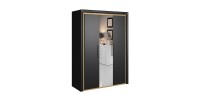 Armoire 150cm collection DOHA. Couleur noir mat et doré.