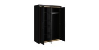 Armoire 150cm collection DOHA. Couleur noir mat et doré.