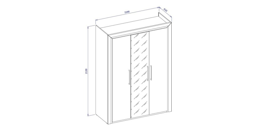 Armoire 150cm collection DOHA. Couleur noir mat et doré.