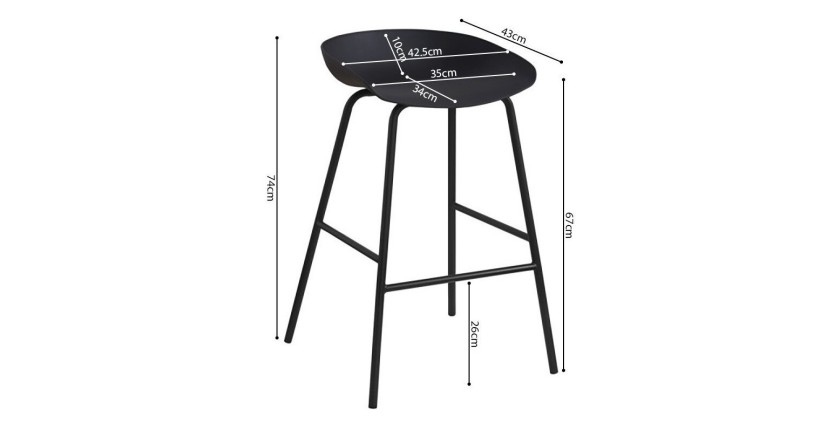 Chaise de comptoir design noir. Collection SIRA