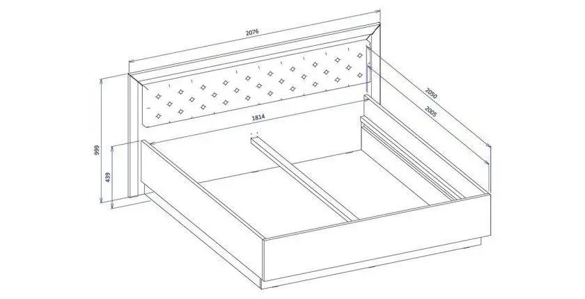 Lit adulte 180x200 collection DOHA. Coloris noir mat et doré.