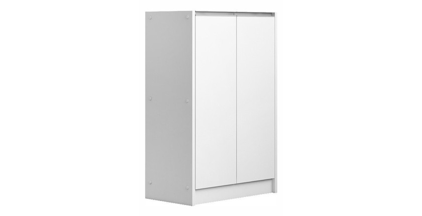 Meuble à chaussures PARRA, 2 portes, coloris blanc