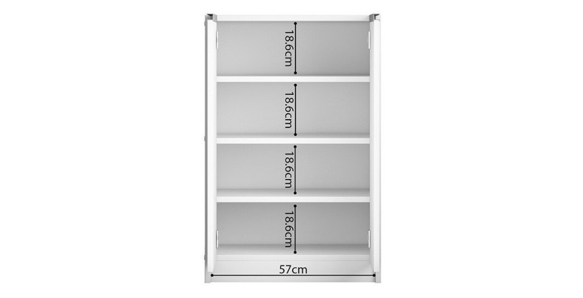 Meuble à chaussures PARRA, 2 portes, coloris blanc