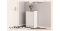 Meuble à chaussures PARRA, 2 portes, coloris blanc