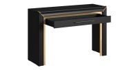 Bureau console design collection DOHA coloris noir mat et finitions dorées
