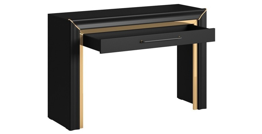Bureau console design collection DOHA coloris noir mat et finitions dorées