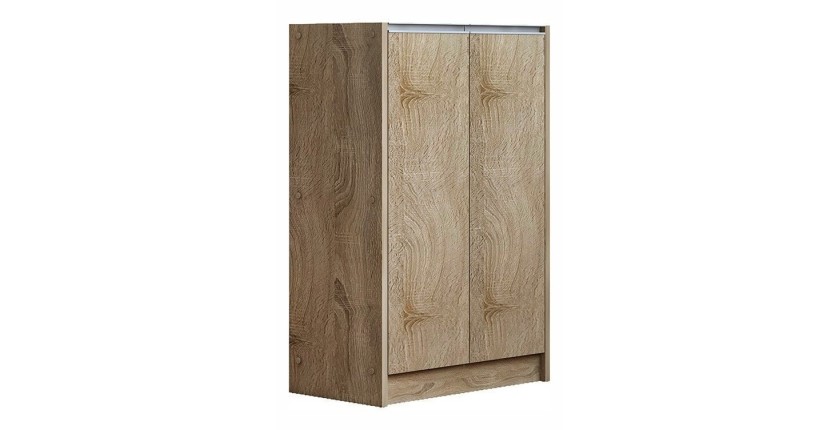 Meuble à chaussures PARRA, 2 portes, coloris chêne sonoma