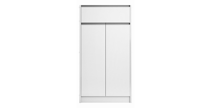 Meuble à chaussures PARRA, 2 portes et 1 tiroir coloris blanc