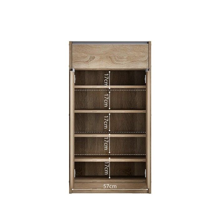 Meuble à chaussures PARRA, 2 portes et 1 tiroir coloris chêne sonoma