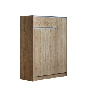 Meuble à chaussures PARRA, 3 portes et 1 tiroir coloris chêne sonoma