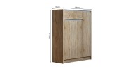 Meuble à chaussures PARRA, 3 portes et 1 tiroir coloris chêne sonoma