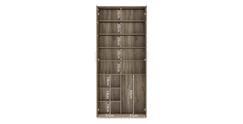 Armoire à chaussure TOM, 2 portes coloris chêne clair