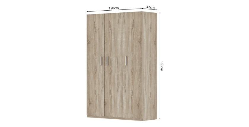Armoire de rangement, collection TOM, 3 portes chêne sonoma