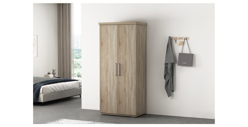 Armoire, garde-robe, collection TOM, 2 portes 80 cm, penderie intégrée chêne sonoma