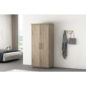 Armoire, garde-robe, collection TOM, 2 portes 80 cm, penderie intégrée chêne sonoma