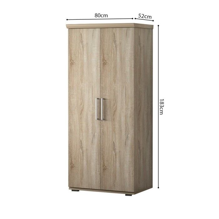 Armoire, garde-robe, collection TOM, 2 portes 80 cm, penderie intégrée chêne sonoma