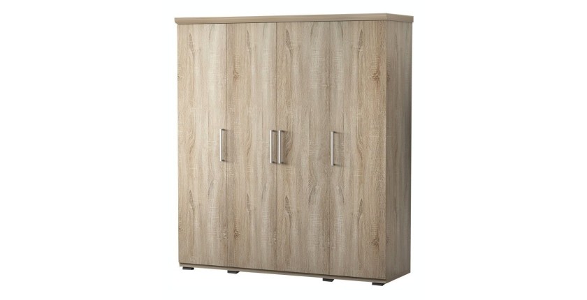 Armoire, garde-robe, collection TOM, 4 portes 160 cm, penderie intégrée chêne sonoma