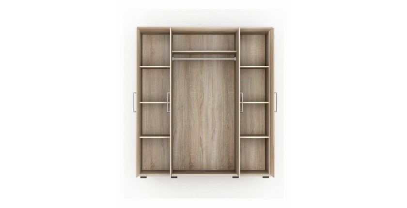 Armoire, garde-robe, collection TOM, 4 portes 160 cm, penderie intégrée chêne sonoma