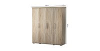 Armoire, garde-robe, collection TOM, 4 portes 160 cm, penderie intégrée chêne sonoma