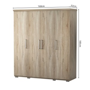 Armoire, garde-robe, collection TOM, 4 portes 160 cm, penderie intégrée chêne sonoma