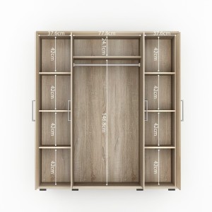 Armoire, garde-robe, collection TOM, 4 portes 160 cm, penderie intégrée chêne sonoma