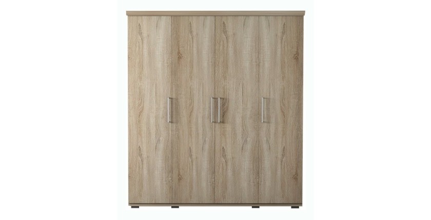 Armoire, garde-robe, collection TOM, 4 portes 160 cm, penderie intégrée chêne sonoma