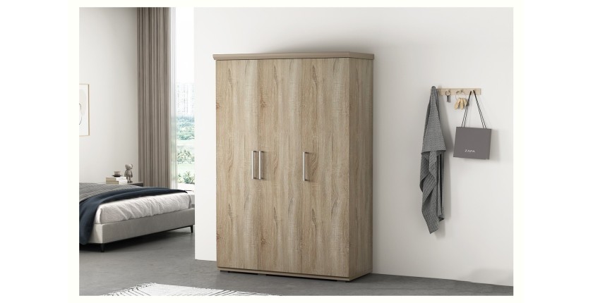 Armoire, garde-robe, collection TOM, 3 portes 120 cm, penderie intégrée chêne sonoma