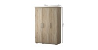 Armoire, garde-robe, collection TOM, 3 portes 120 cm, penderie intégrée chêne sonoma