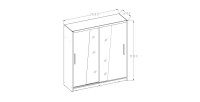 Armoire coloris chêne collection BAHIA, 2 portes coulissantes avec miroirs, penderie intégrée 205cm